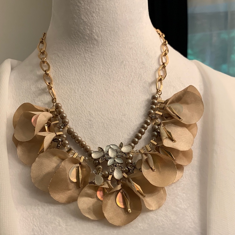 Accessorize Gold and Cream Statement Necklace